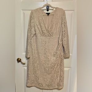 Lauren by Ralph Lauren long sleeve v-neck twist front lace dress size 20W